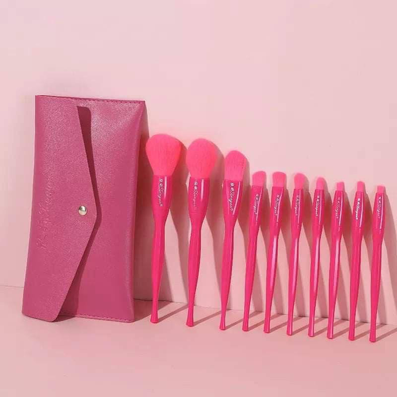 Bonfi makeup brush set candy color 10 pieces eye shadow blush loose powder brush foundation lip brush beauty tool set